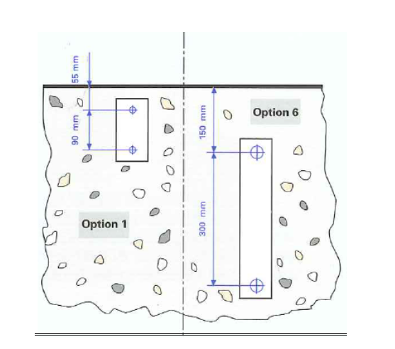 Diagram comparing different anchor fixing arrangements