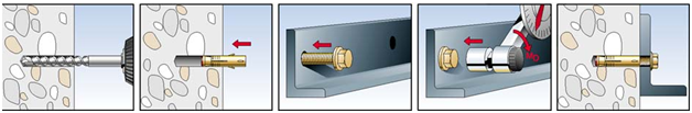 Diagram showing pre-positioned anchor fixing